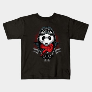 Panda Motorcycle Biker Vintage Graphic Gift Kids T-Shirt